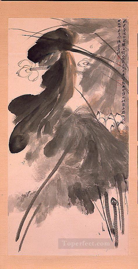 Chang dai chien lotus 1958 old China ink Oil Paintings